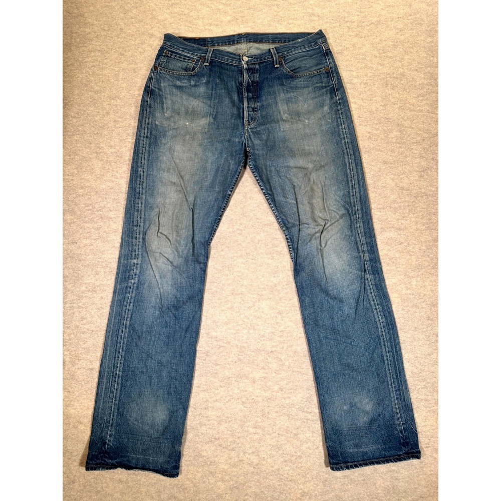 Levis 501 Authentic Jeans Mens 36x36 Blue Denim Cotton‎ Regular Fit Straight Leg